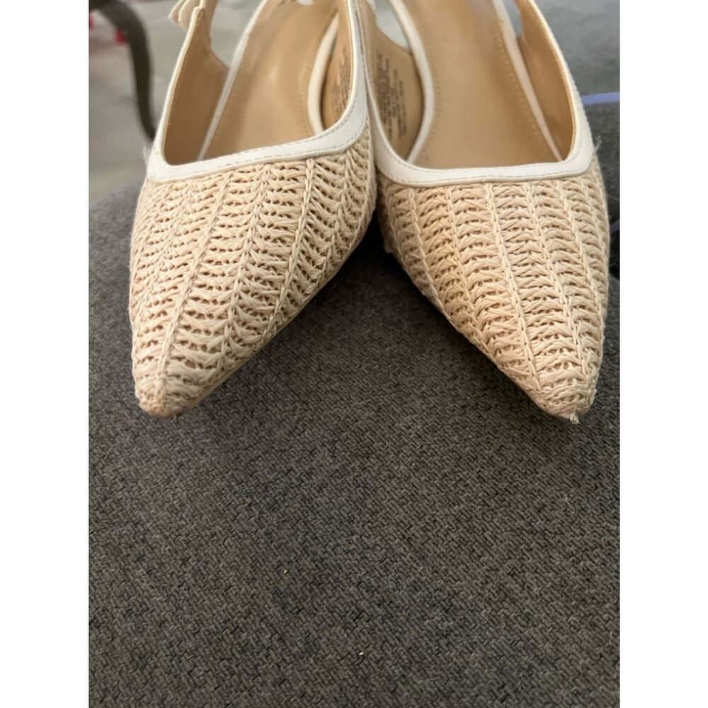 A NEW DAY Women's Beige Milan Raffia Pointy Toe Kitten Heel Slingback Shoes 8 - Picture 5 of 8